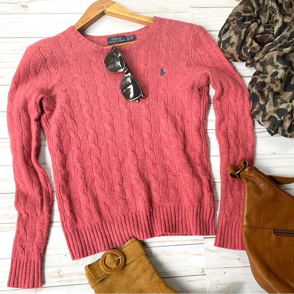 Polo by Ralph Lauren Women's Cable Knit Sweater - Coral Pink